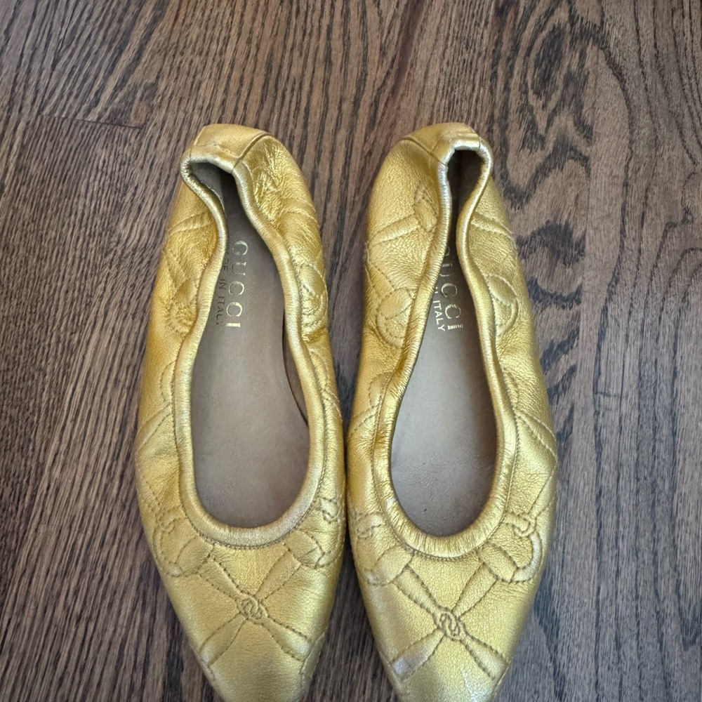 Gucci Gold Quilted Women's Flats